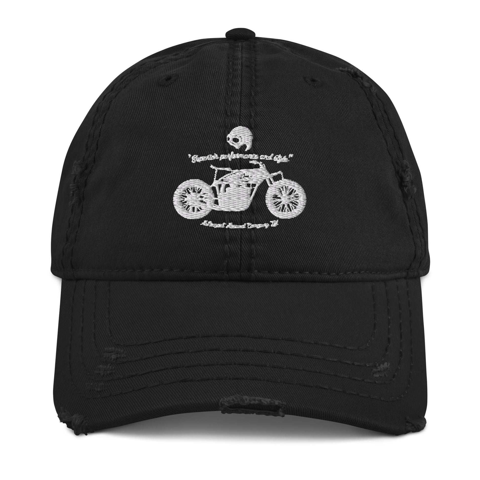 Classic Indian Motorcycle Distressed Dad Hat Black