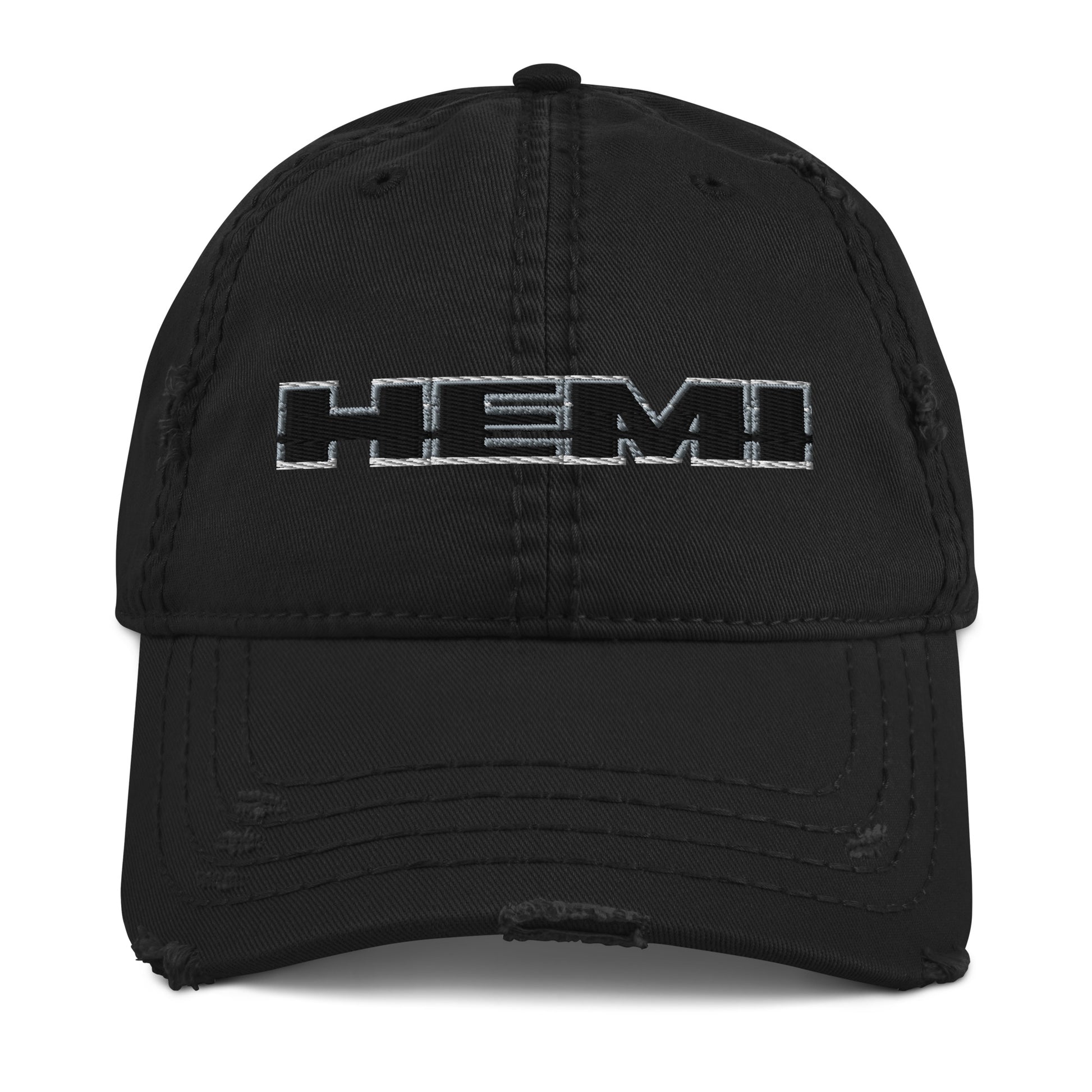 Chrysler Hemi Embroidered Distressed Dad Hat Black