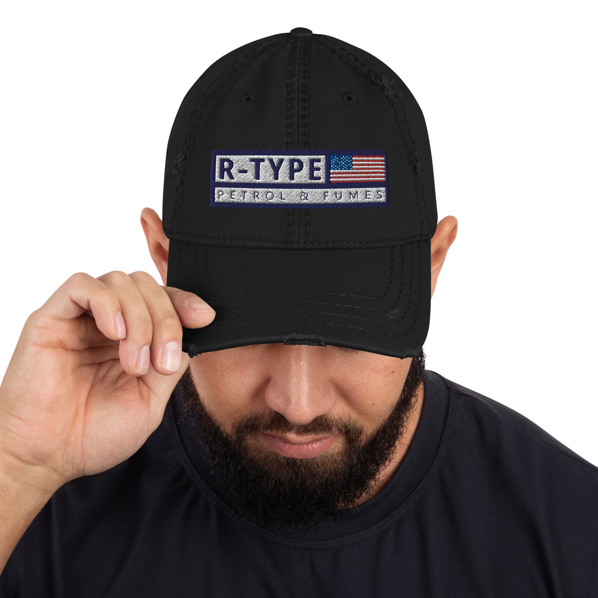 R-Type USA Distressed Dad Hat Black