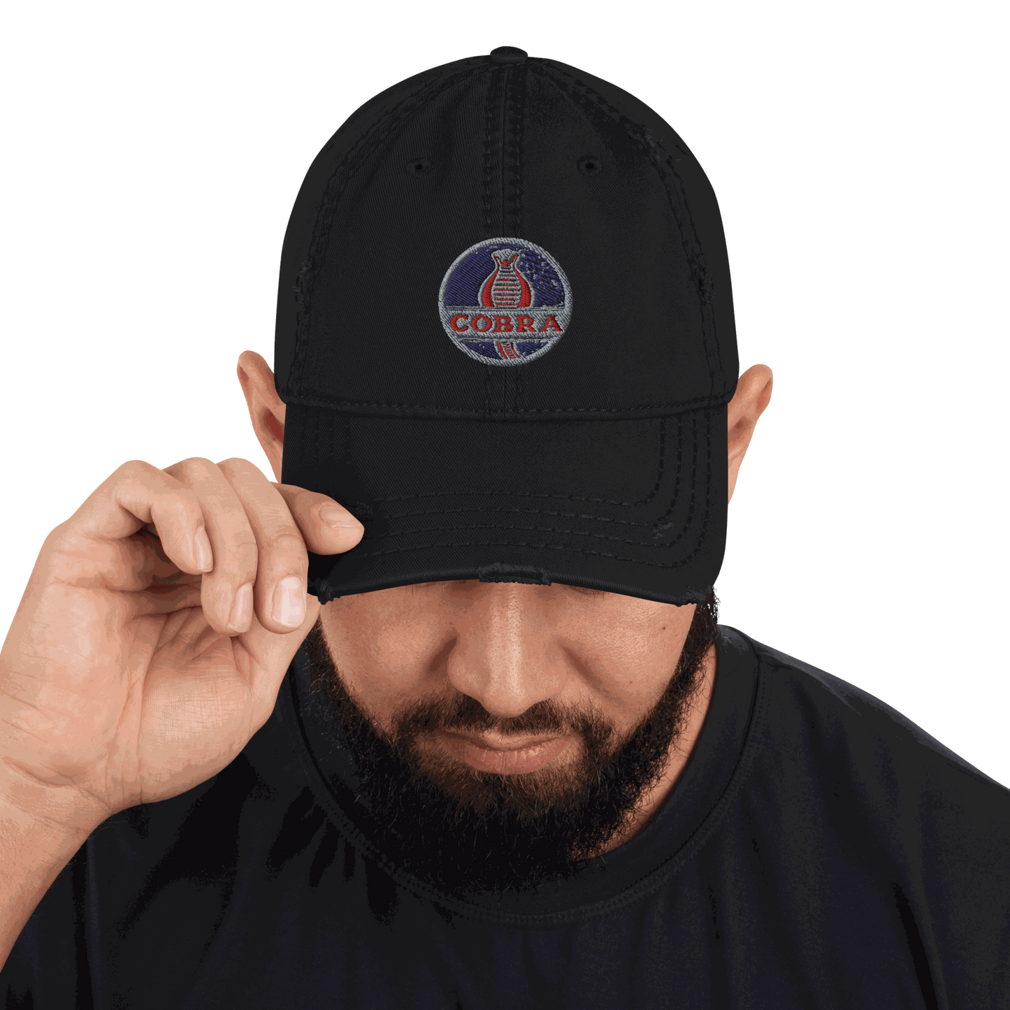 AC Cobra Distressed Dad Hat Black