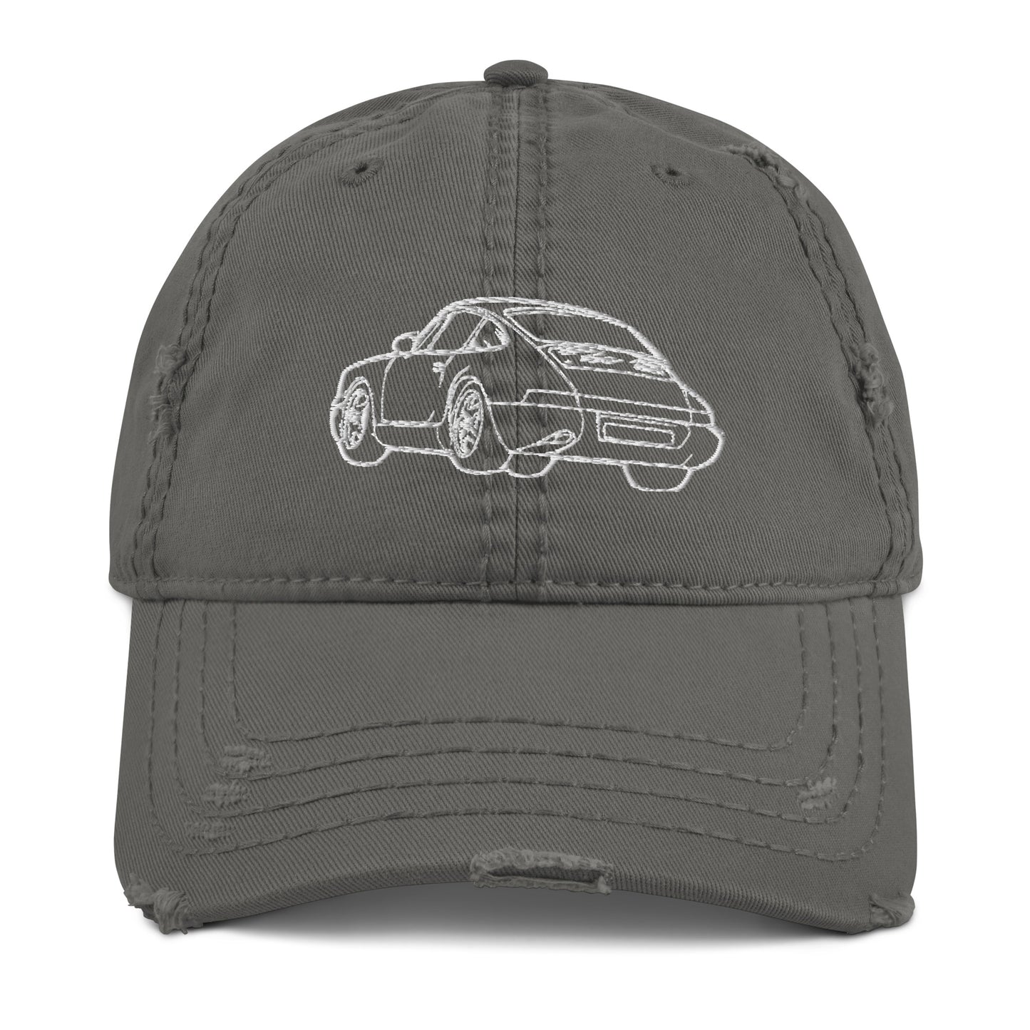 Porsche 911 Distressed Dad Hat Charcoal Grey