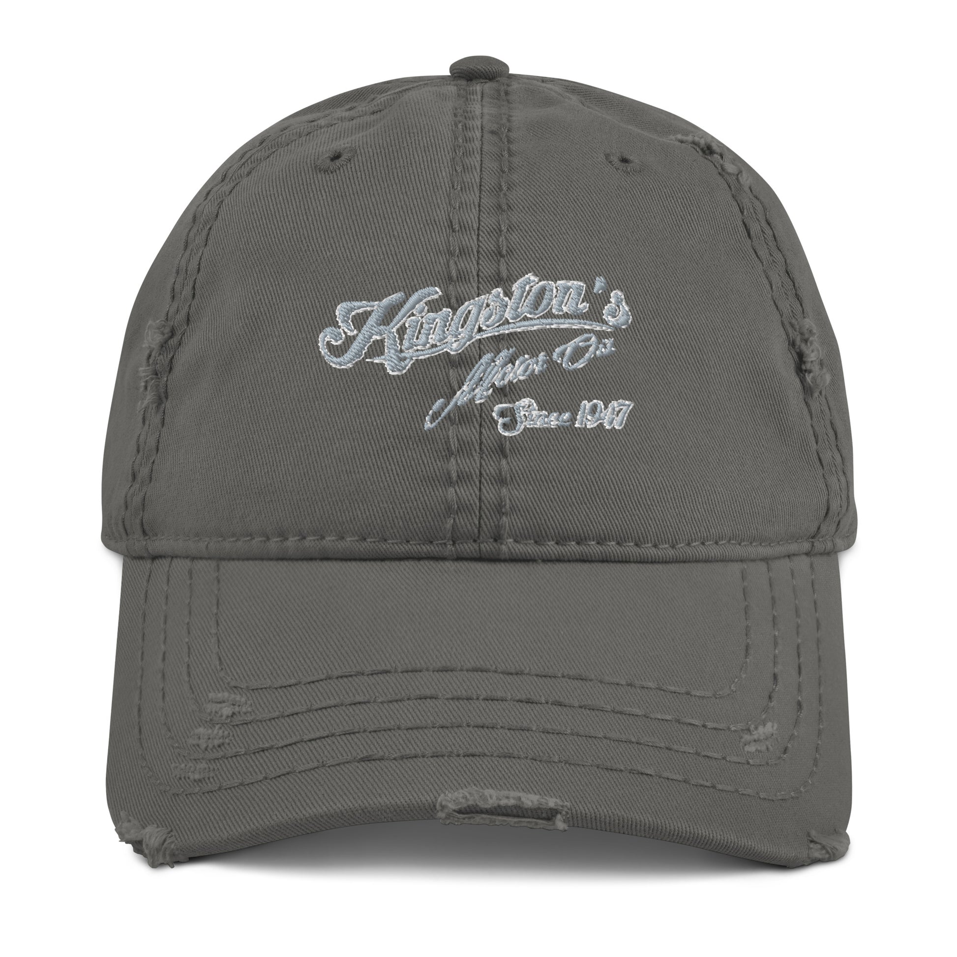 Kingston Oils Classic Logo Distressed Dad Hat Charcoal Grey