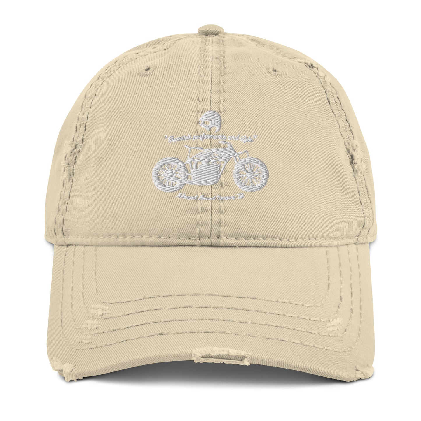 Classic Indian Motorcycle Distressed Dad Hat Khaki