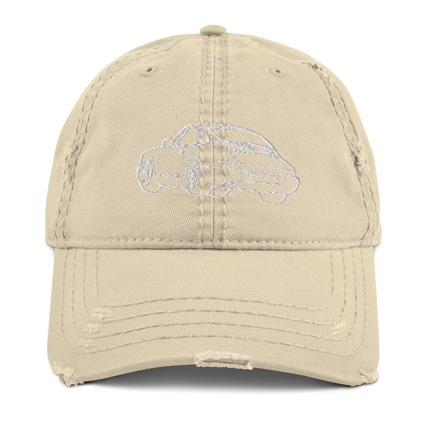 Porsche 911 Distressed Dad Hat Khaki