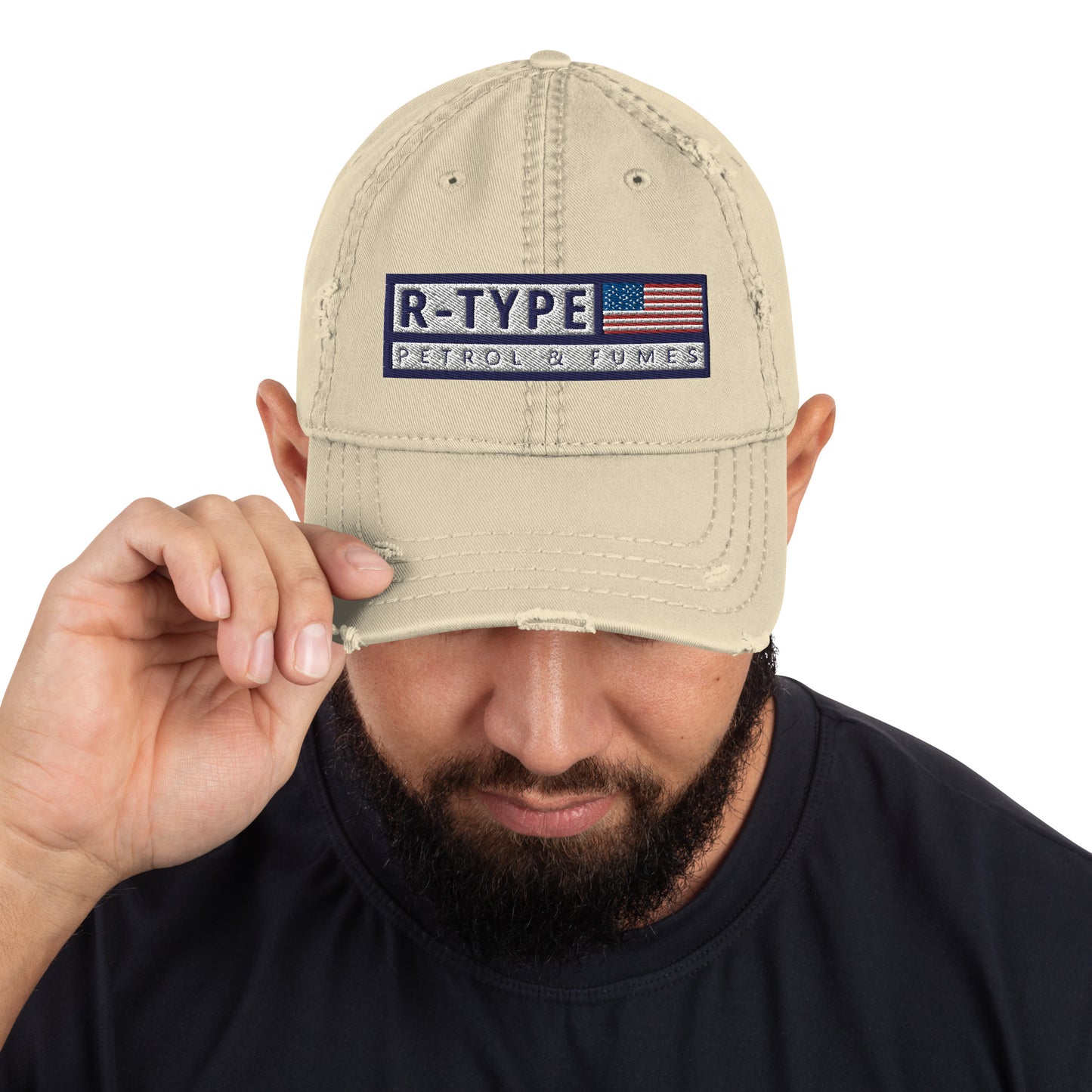 R-Type USA Distressed Dad Hat Khaki