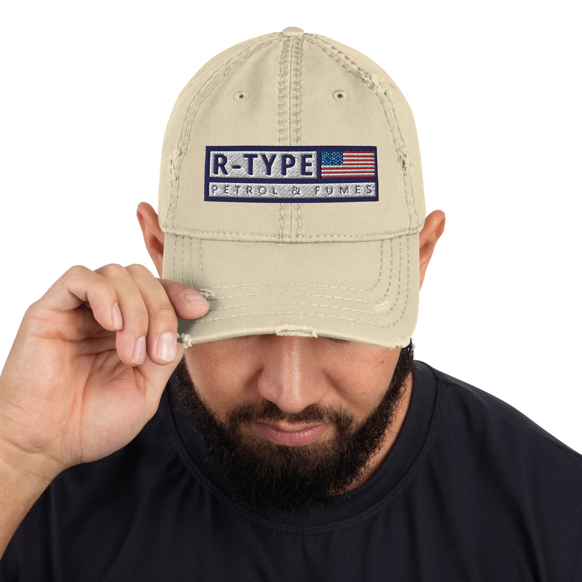 R-Type USA Distressed Dad Hat Khaki