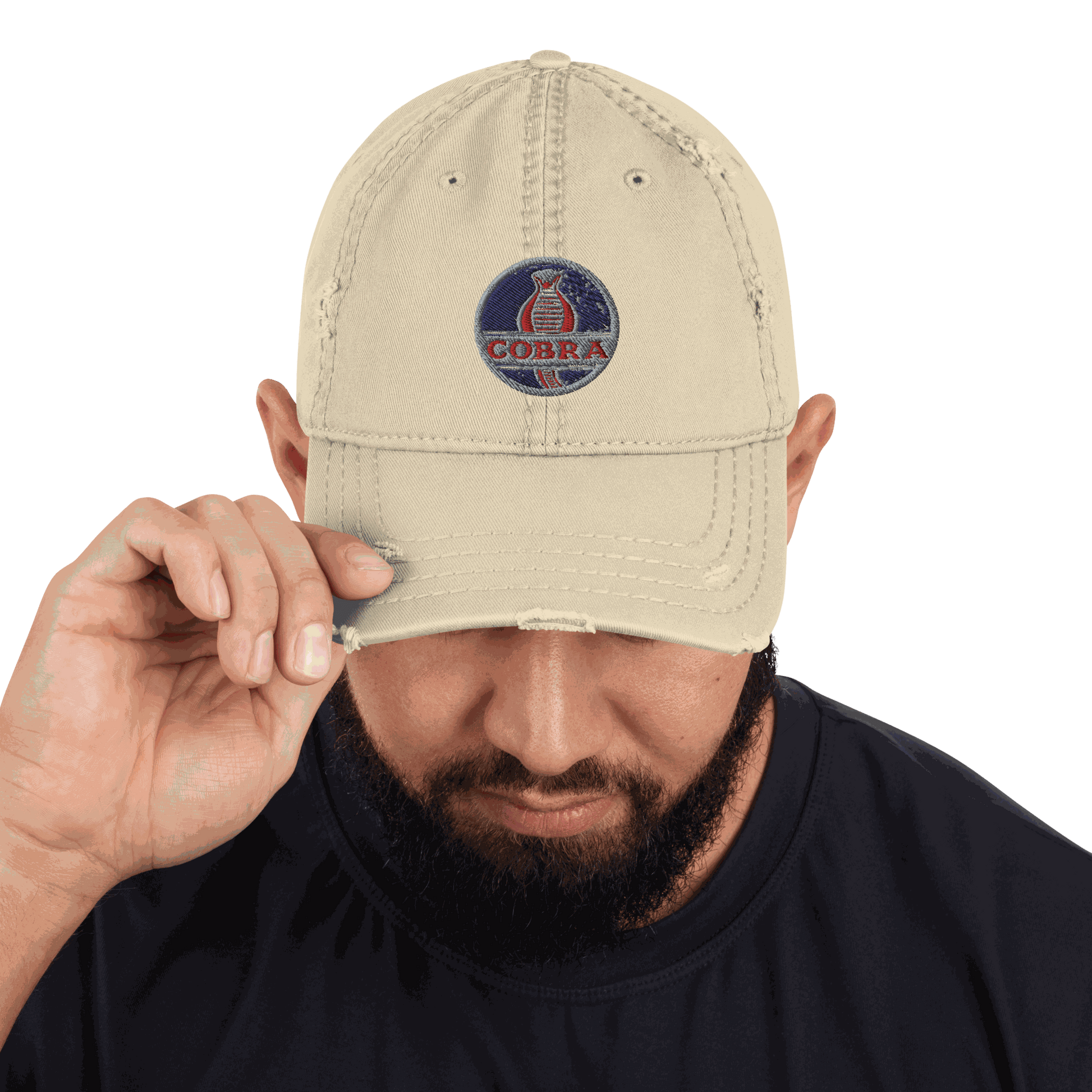 AC Cobra Distressed Dad Hat Khaki