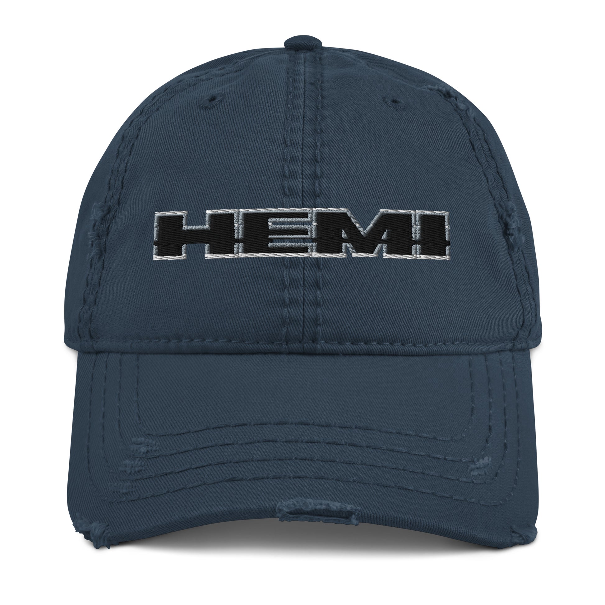 Chrysler Hemi Embroidered Distressed Dad Hat Navy