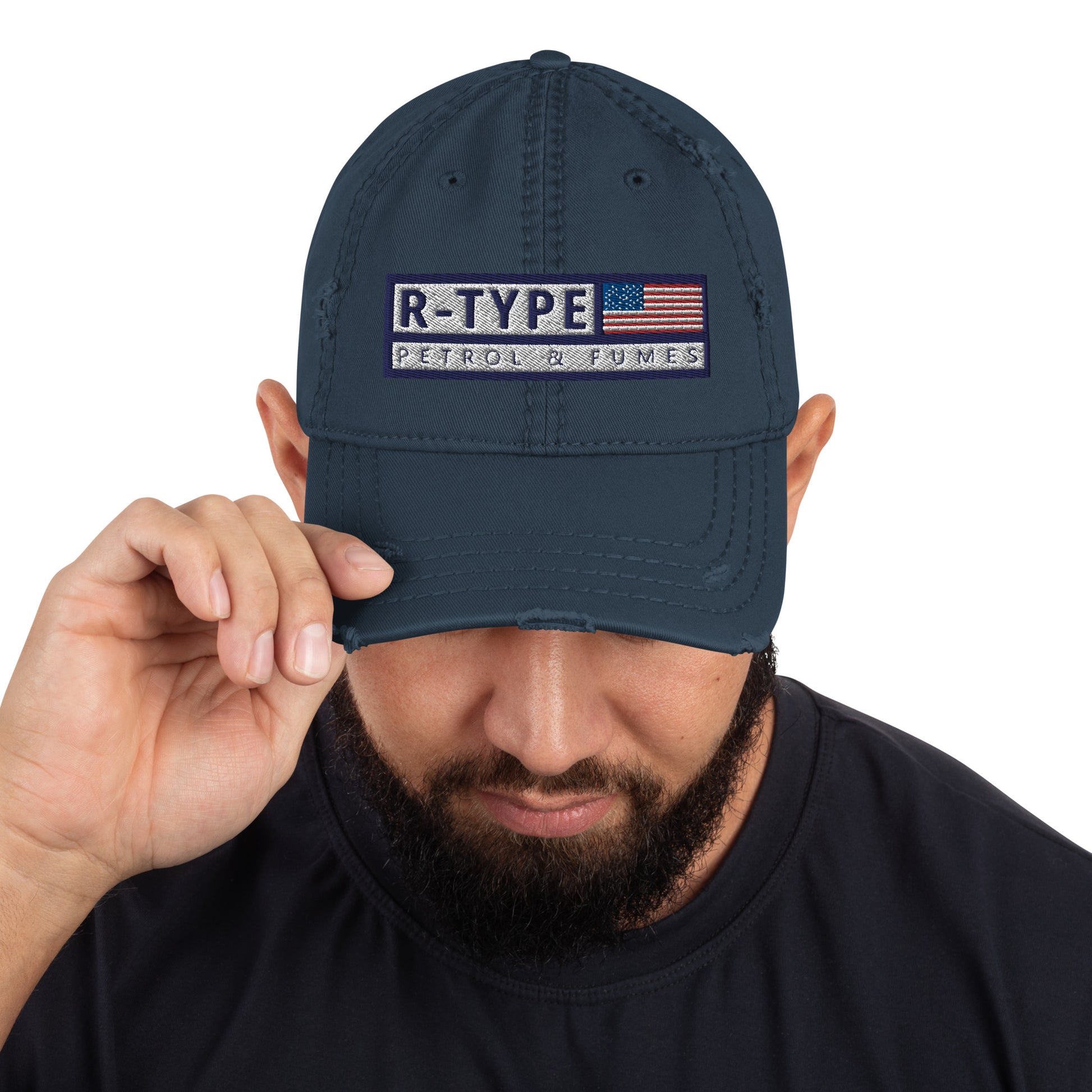 R-Type USA Distressed Dad Hat Navy