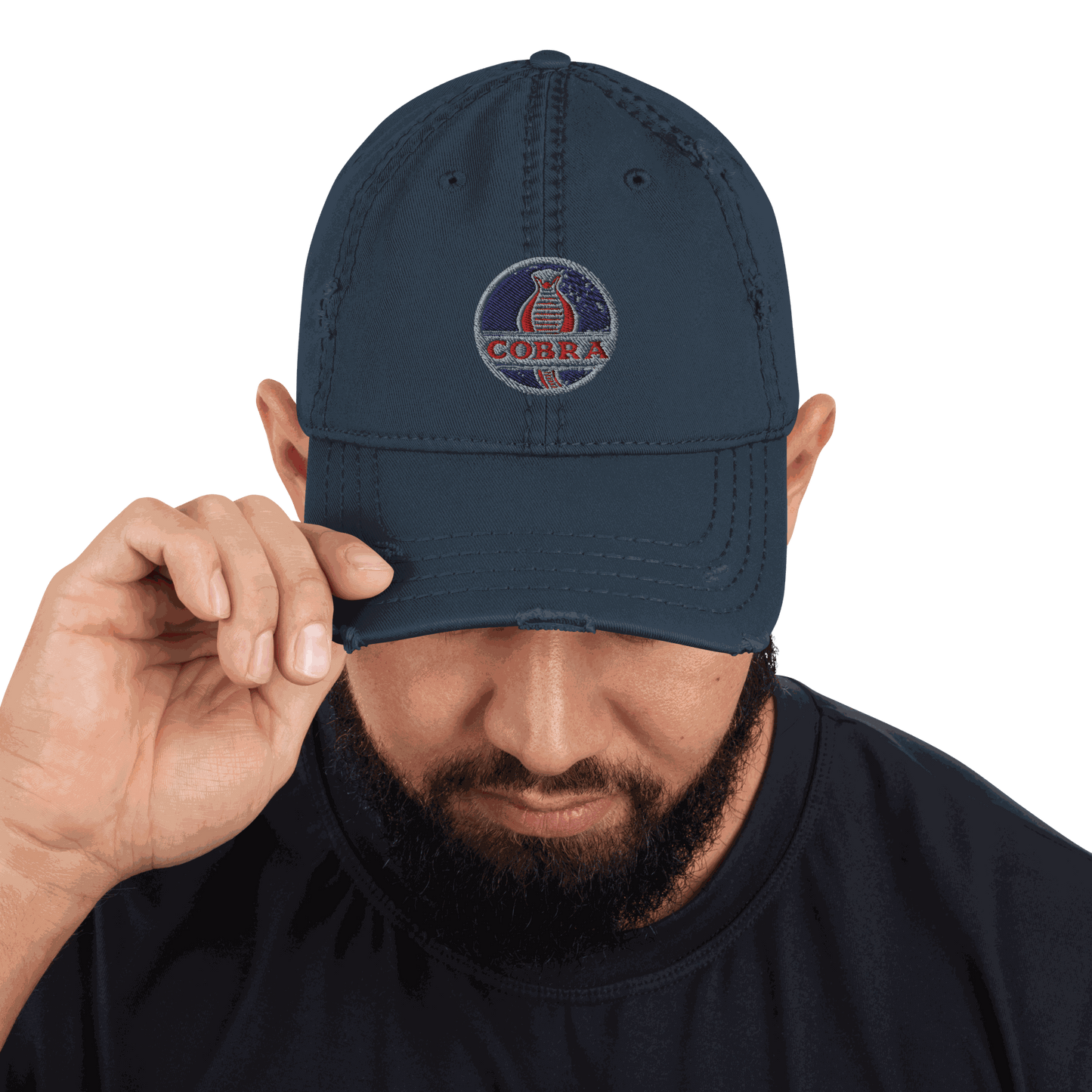 AC Cobra Distressed Dad Hat Navy