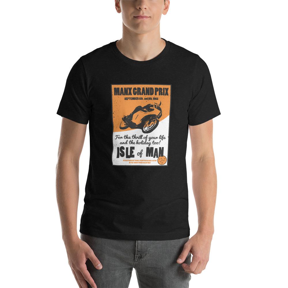 Classic Manx Motorcycle Grand Prix Poster T-shirt Black Heather