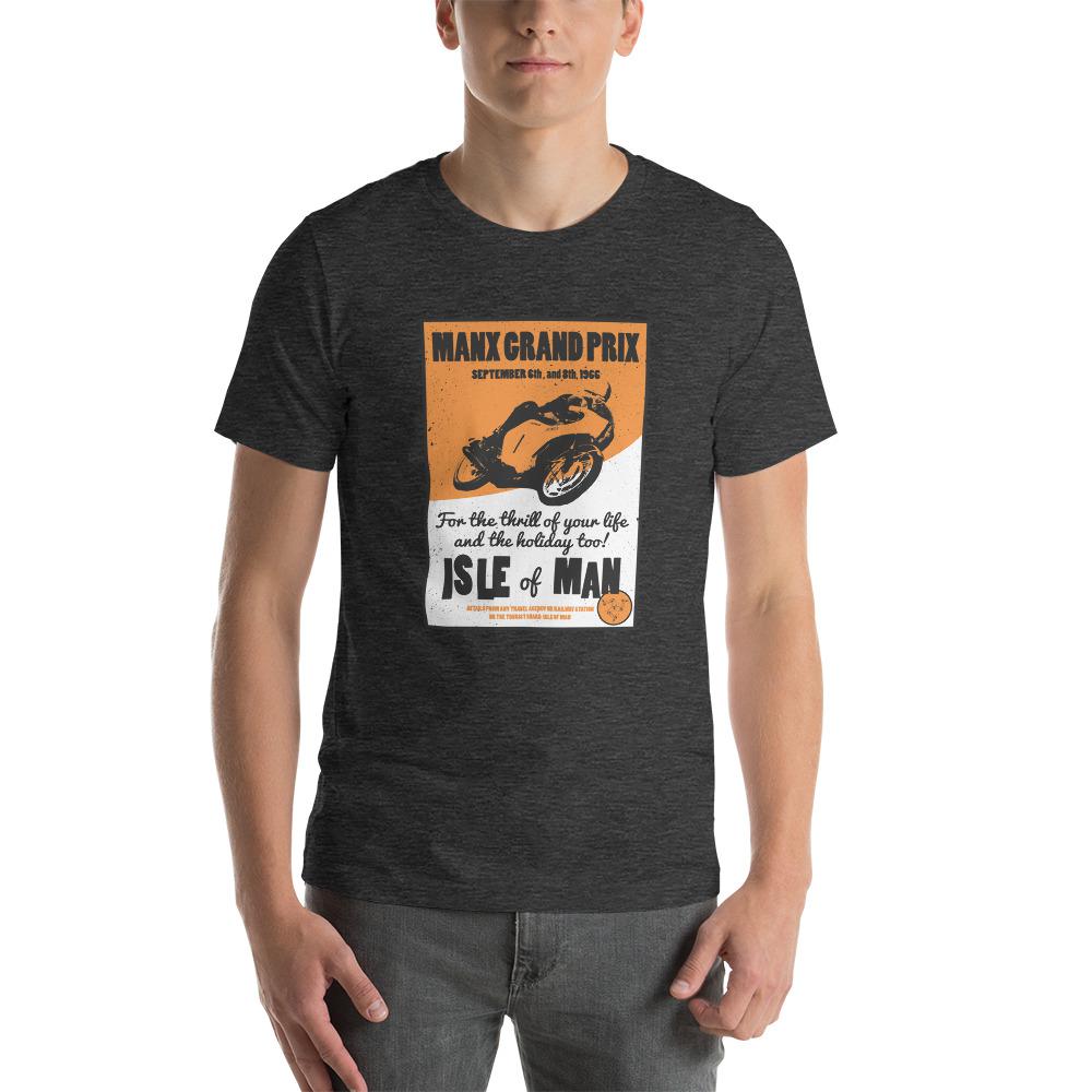 Classic Manx Motorcycle Grand Prix Poster T-shirt Dark Grey Heather