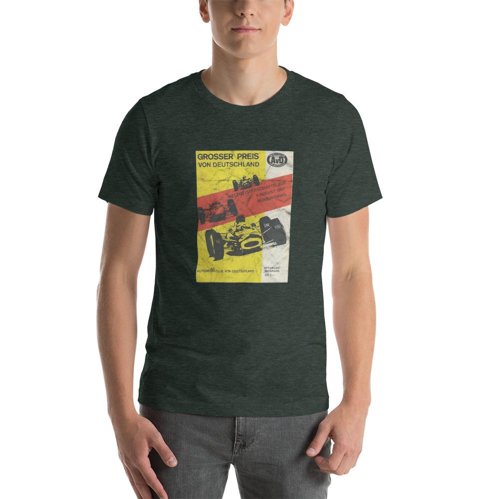 Classic German Grand Prix Poster T-shirt Heather Forest