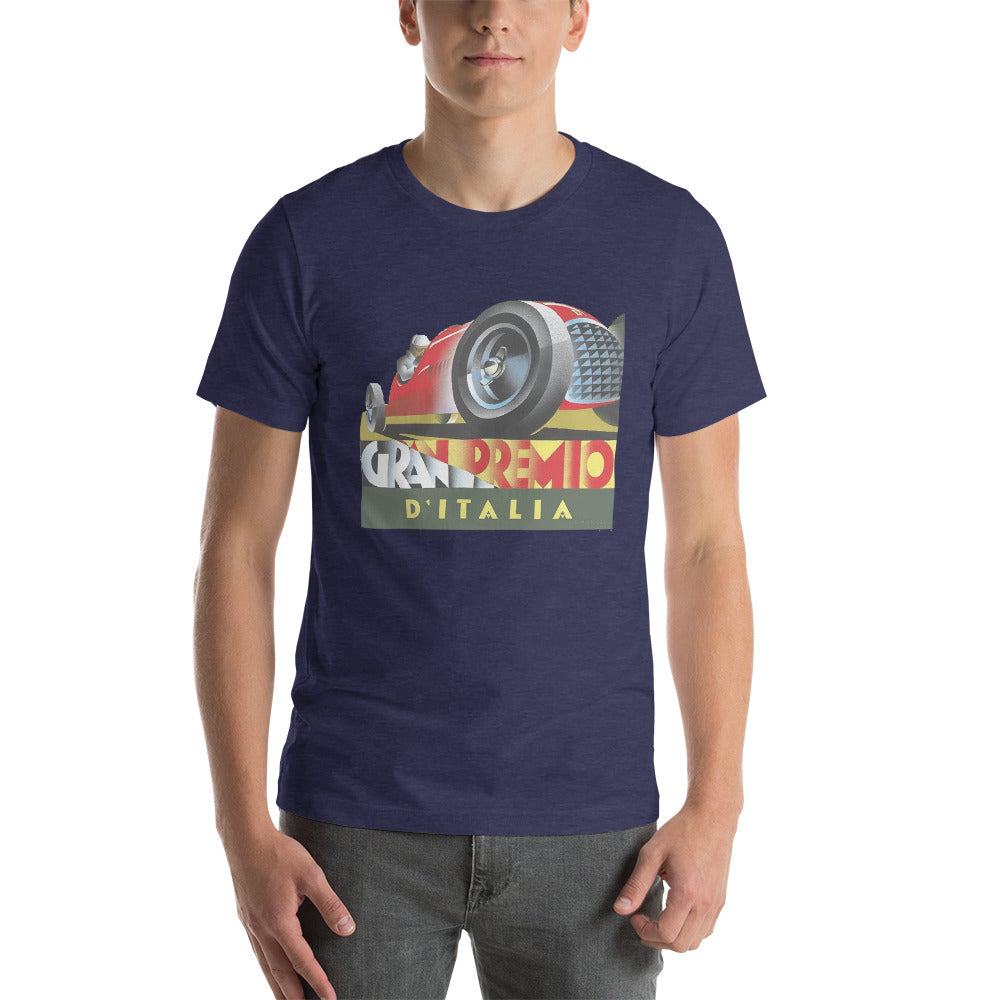 Classic Italian Grand Premio Poster Fomula One T-shirt Heather Midnight Navy