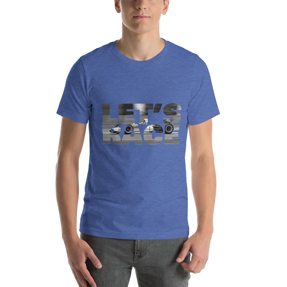 "Let's Race" Formula One Lotus 49 Gold Leaf T-shirt Heather True Royal