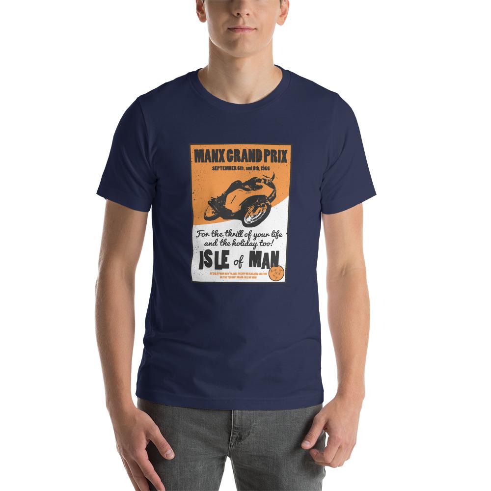 Classic Manx Motorcycle Grand Prix Poster T-shirt Navy