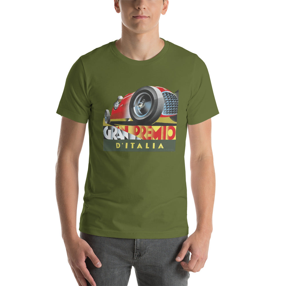 Classic Italian Grand Premio Poster Fomula One T-shirt Olive