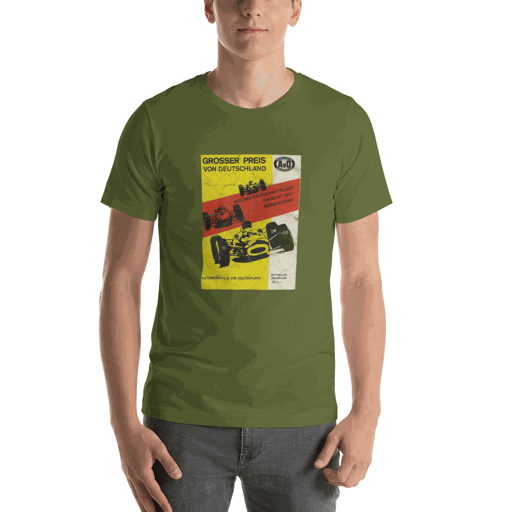 Classic German Grand Prix Poster T-shirt Olive