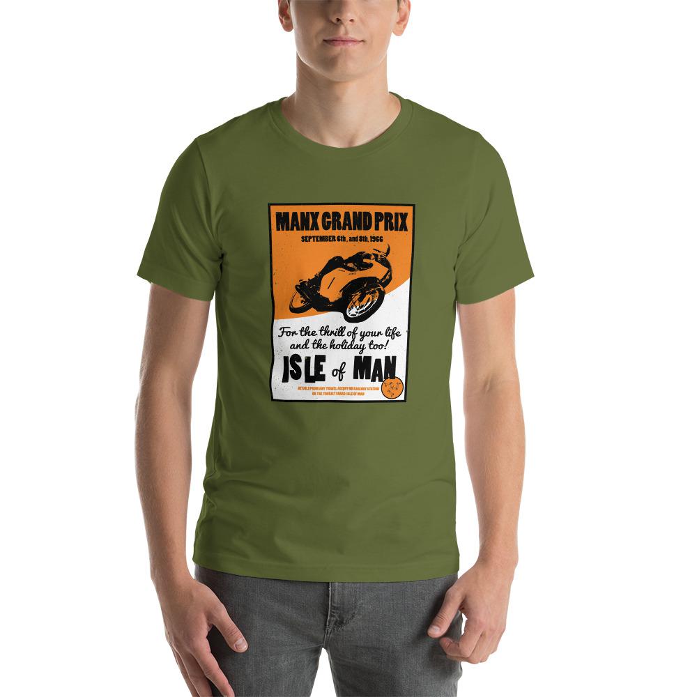 Classic Manx Motorcycle Grand Prix Poster T-shirt Olive