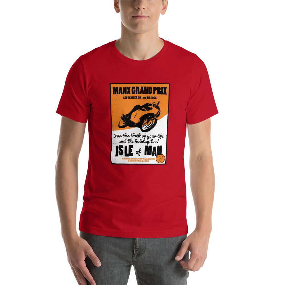 Classic Manx Motorcycle Grand Prix Poster T-shirt Red